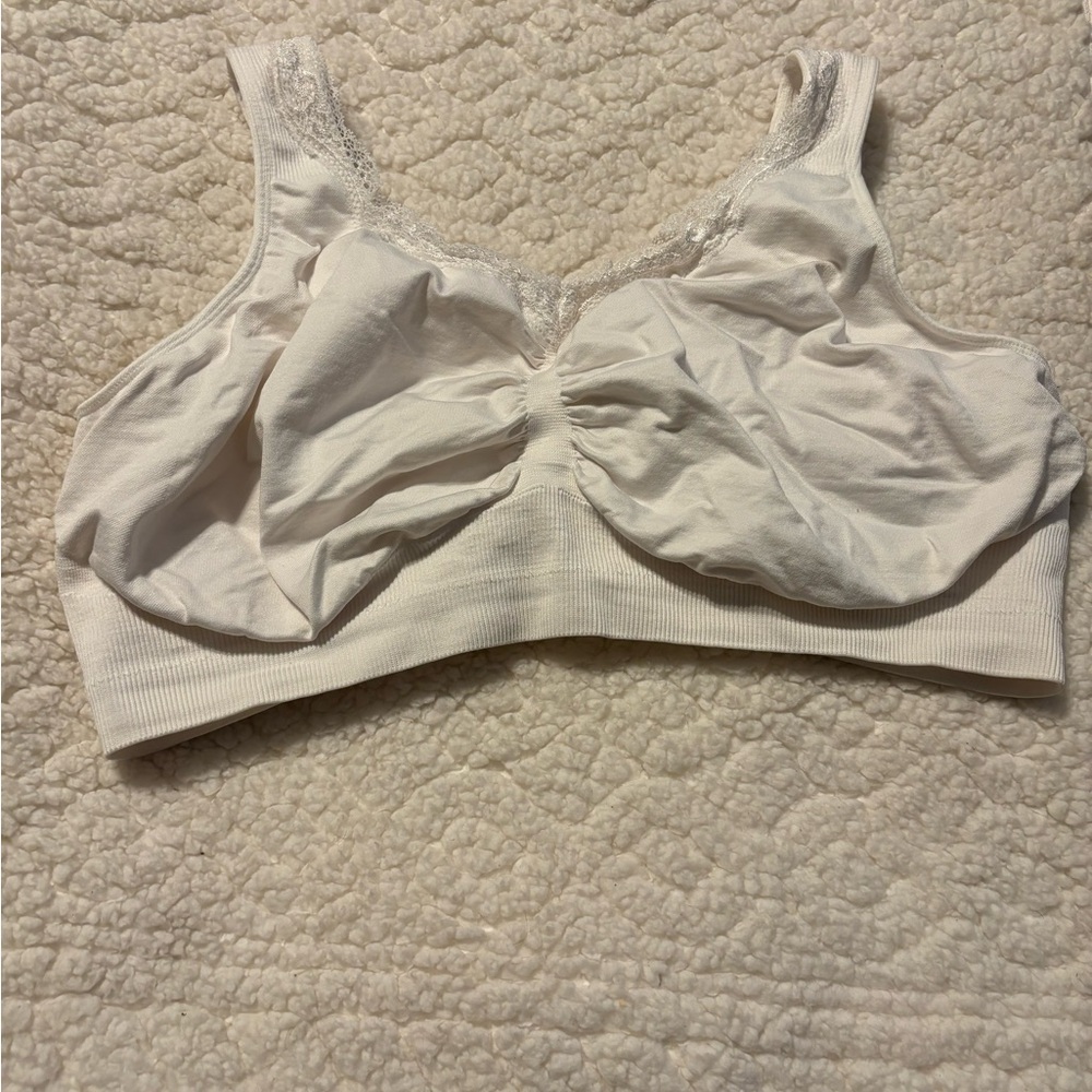 White Lace Trim Bra by Lunaire